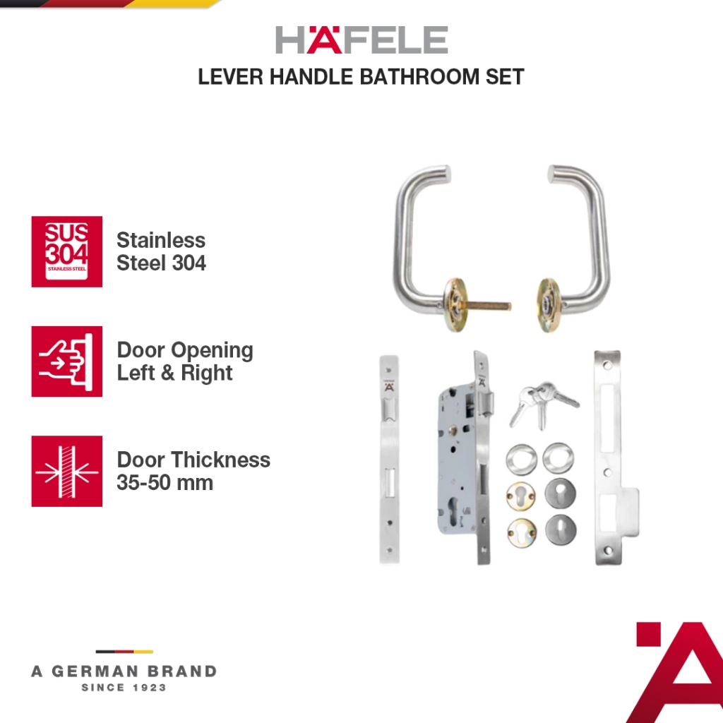 Hafele Inferno 2170 1 Set Gagang Kunci Pintu  Kamar Mandi Stainless Steel - Pegangan Pintu Model Kek