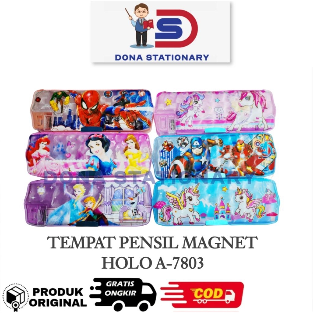

KOTAK PENSIL MAGNET HOLO A-7803 / Tempat Pensil Magnet Karakter