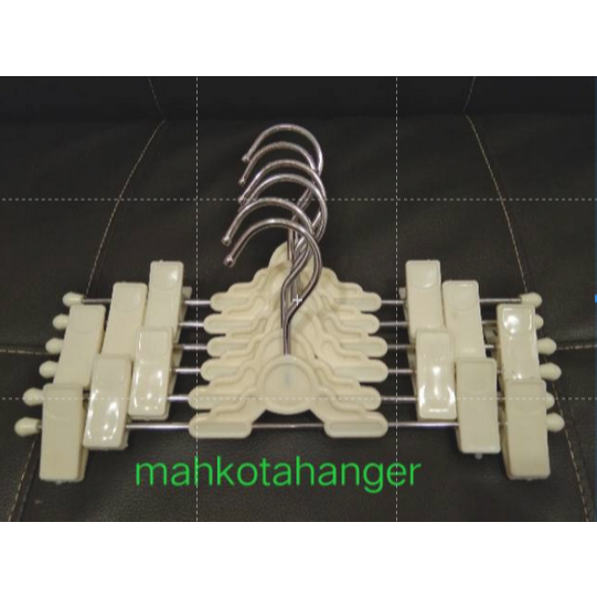 Hanger Jepit Baju Besi Tebal Cream (31cm) | Gantungan jepit celana