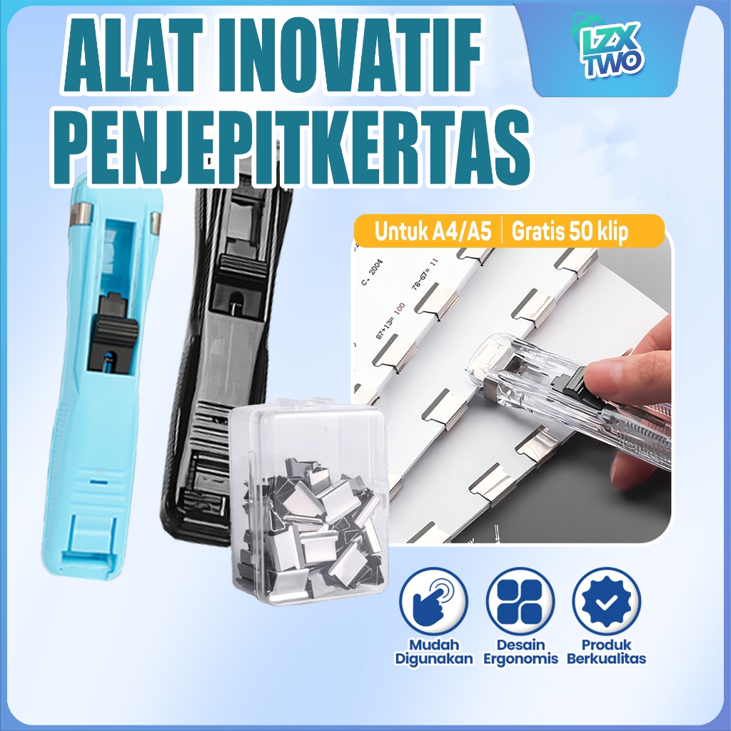 

【Alat Jepit Multifungsi】Gratis 50 klip ｜Pasang dokumen 1 detik｜Untuk A4/A5｜Pengganti stapler｜Alat kantor & sekolah｜Bisa dipakai ulang
