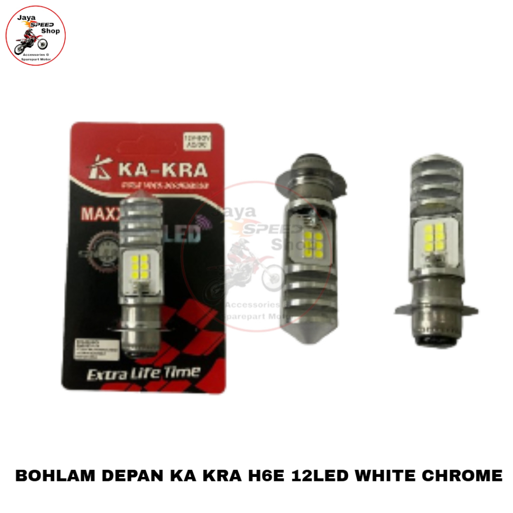 BOHLAM DEPAN KA KRA H6 12 LED MATA WHITE CHROME UNIVERSAL MOTOR