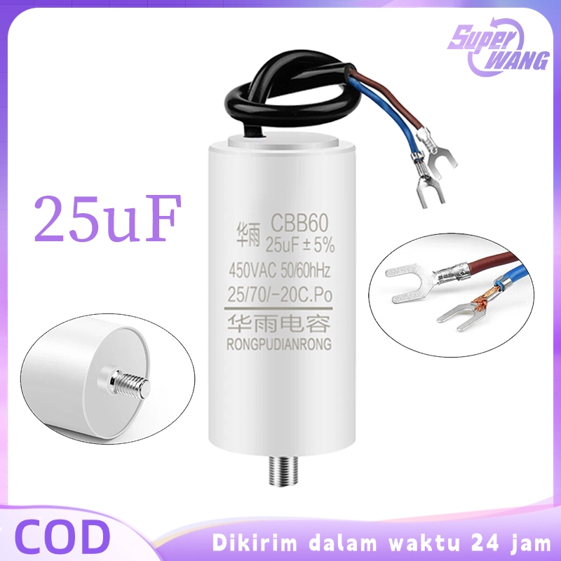Kapasitor Cbb60 25uf 450V Kapasitor Kompresor Listrik 25uf Capasitor Pompa Air Kapasitor Kompresor A