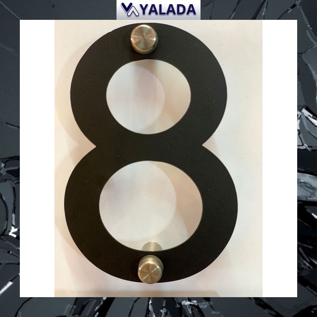 Nomor/Huruf Rumah berbahan PLAT BESI (Mild Steel) tebal 0,8 mm bentuk Angka/Huruf - dipasang menggun