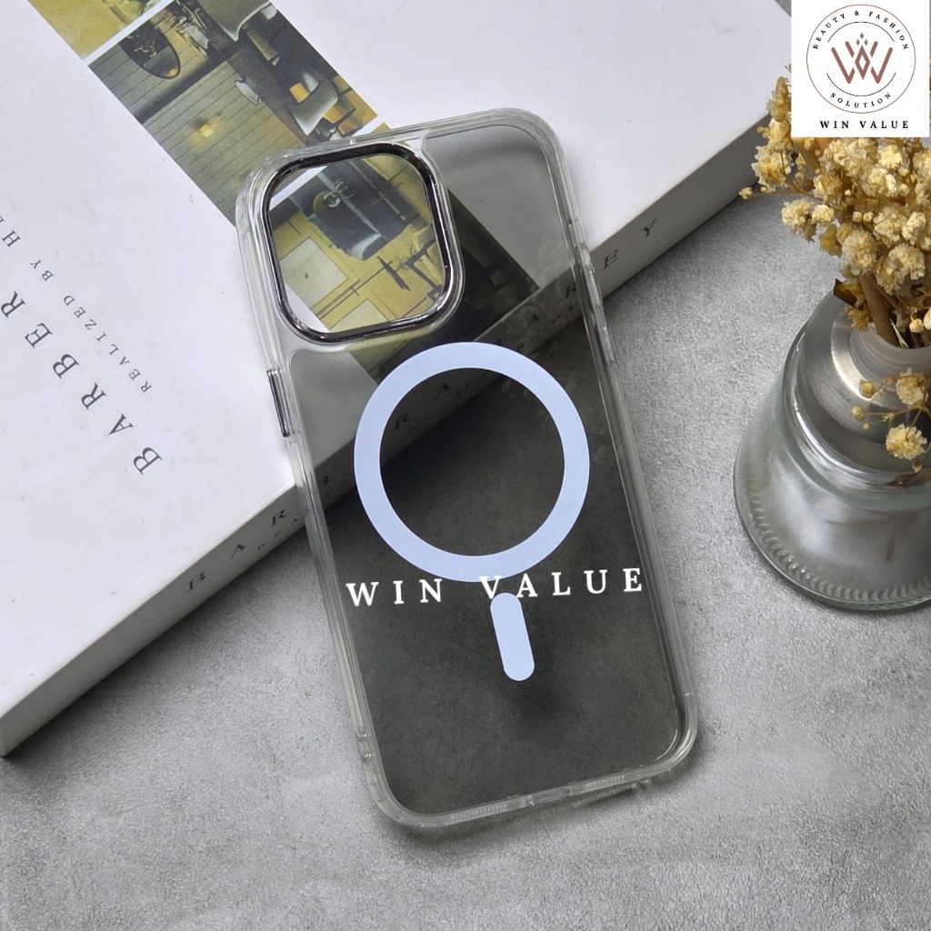 Wv - Luxury Magnetic Black Clear Transparan Wireless Charge Magsafe Case for Iphone 11 Iphone 11 Pro