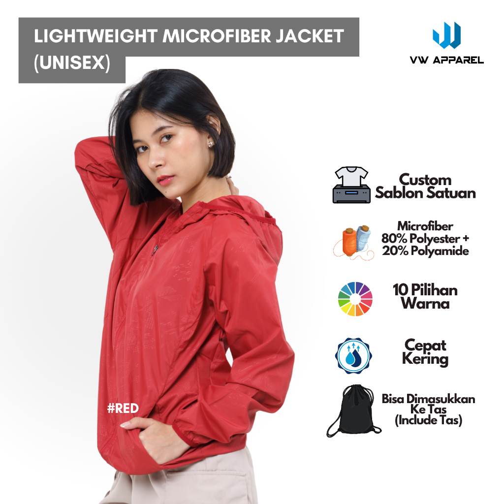 LIGHTWEIGHT MICROFIBER JACKET (PACKABLE) / JAKET ANTI UV / JAKET PARASUT / JAKET RUNNING