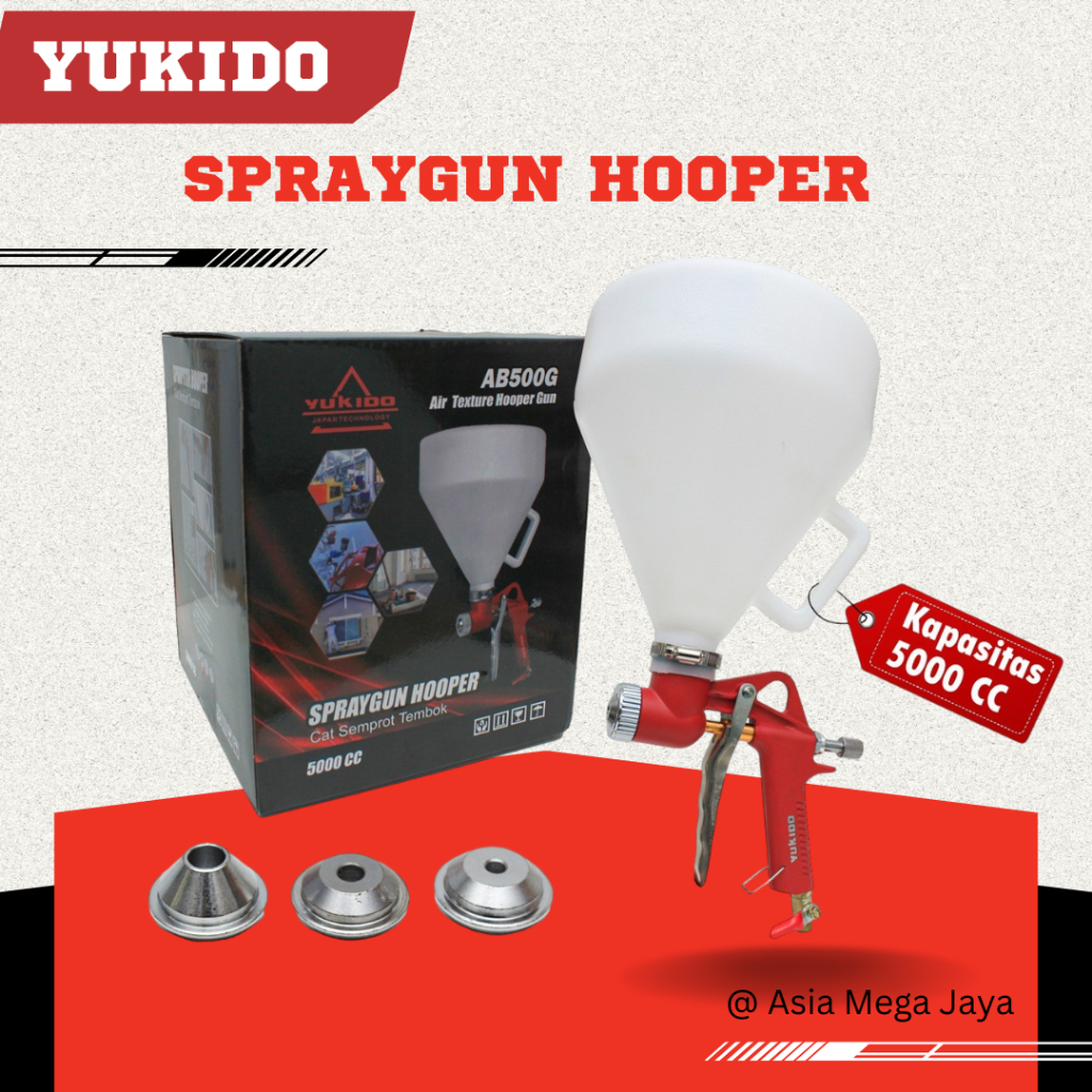 YUKIDO Spray Gun Cat HOOPER Gun 5000ML Alat Semprot Semprotan Cat Semen Tembok Tabung Atas tekstur