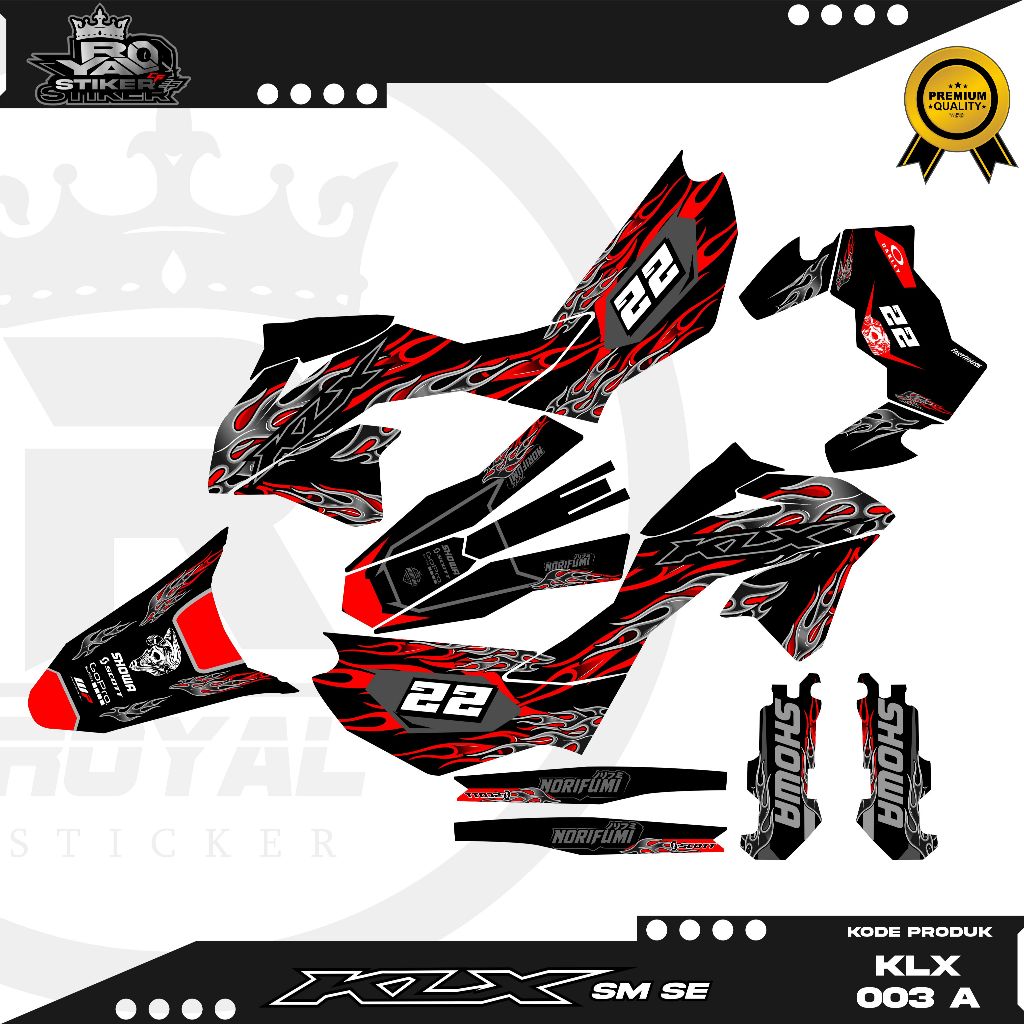 DECAL STIKER KLX SM SE -FULL BODY MOTOR KAWASAKI KLX BISA CUSTOM NAMA NOMOR - KLX 003