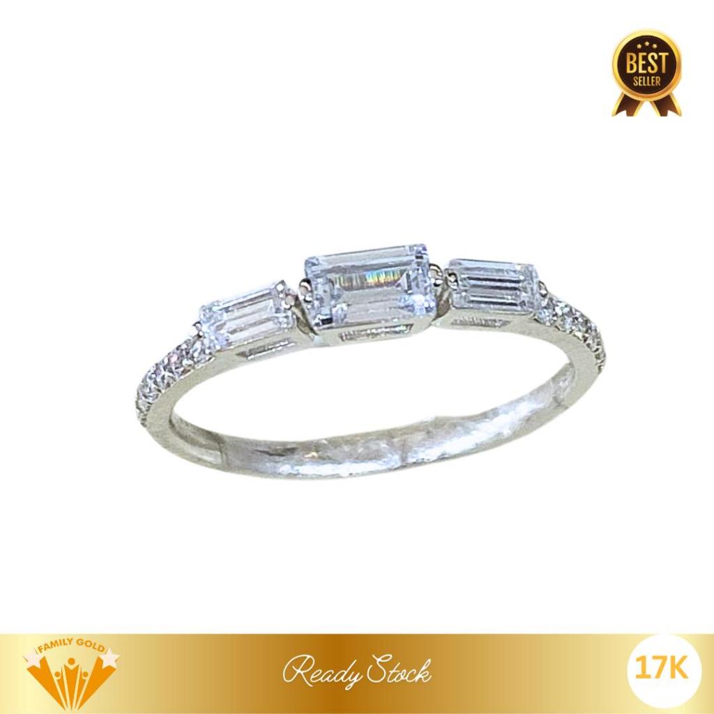 Cincin Emas White Gold Kadar 17K Model Listring Tri Cuse Family Gold