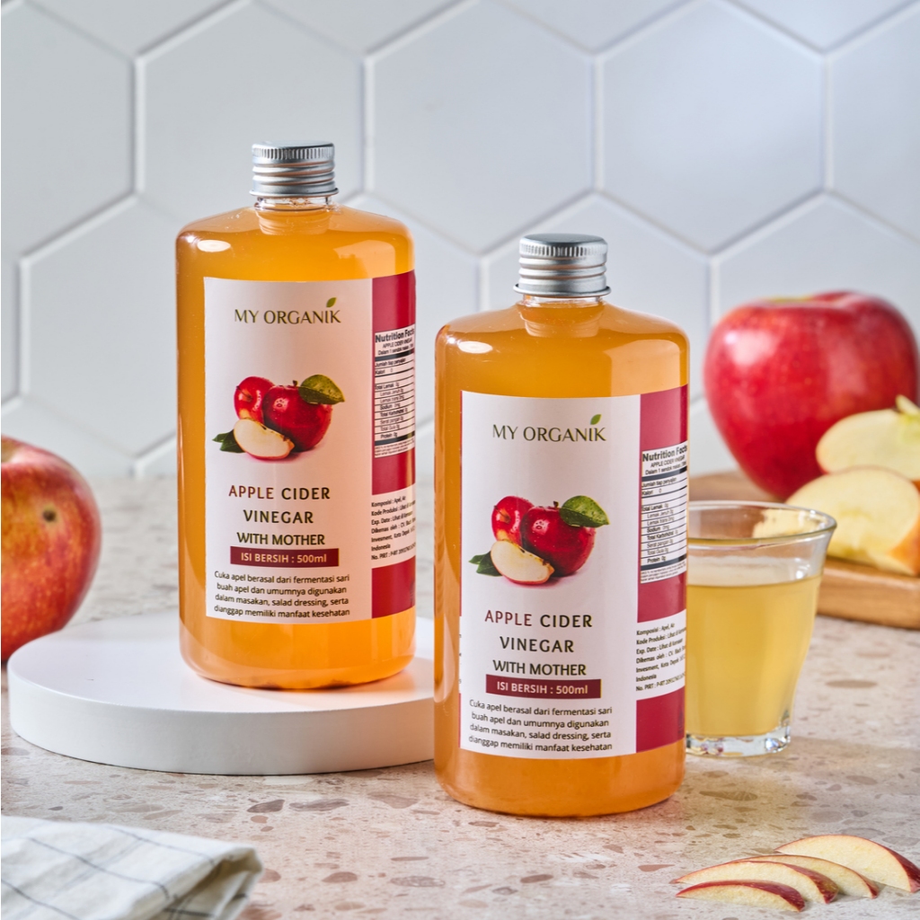

My Organik Paket Lebih Banyak 1 Liter Cuka Apel Dapat 2 Cuka Apel With Mother Original 500 ml