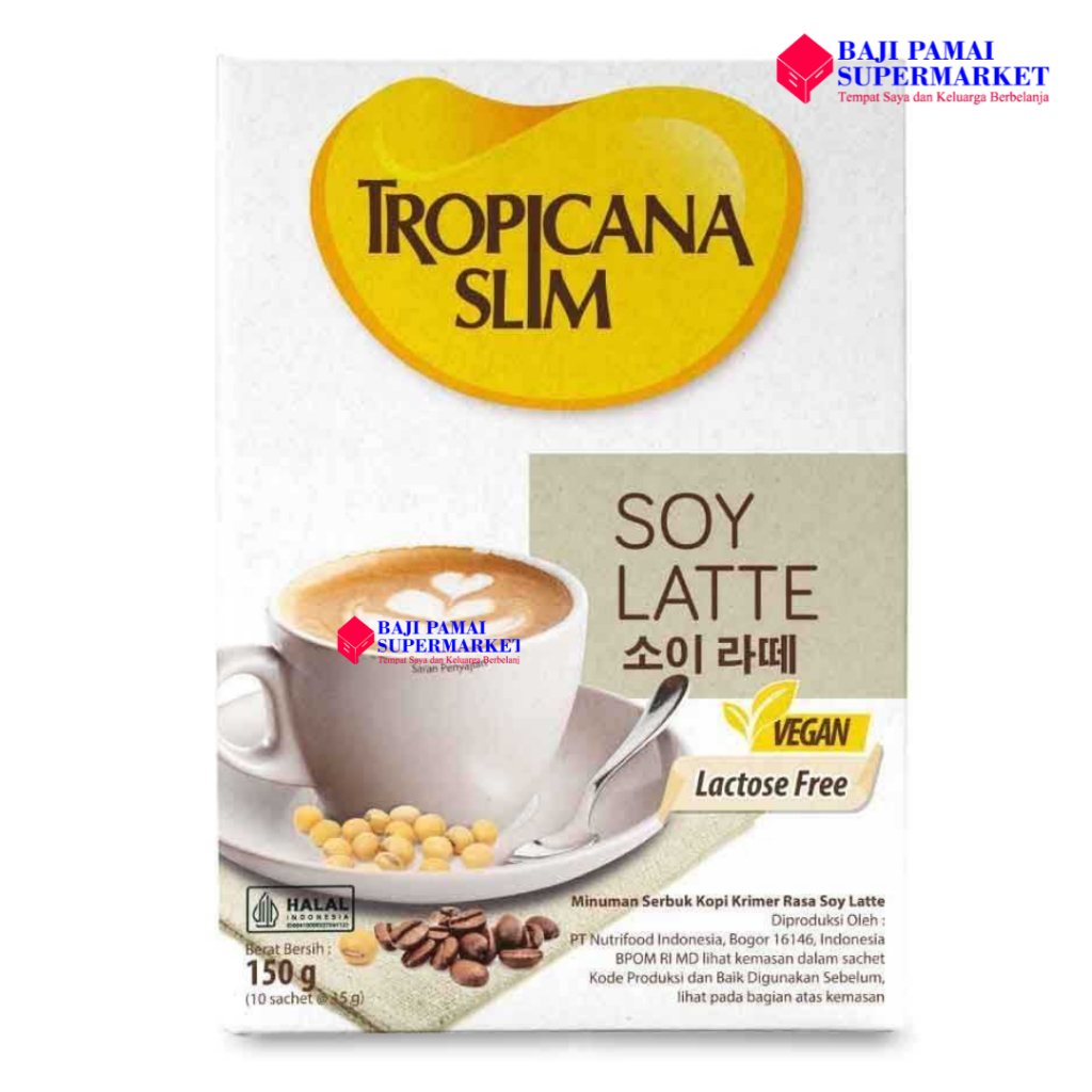 

Tropicana Slim Soy Latte isi 10 Sachet - Kopi Susu Kacang Bebas Gula - Kopi Plant Based Bebas Gula
