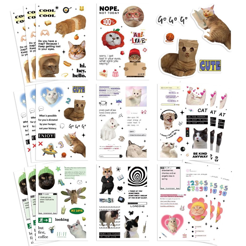 

stiker kucing | sticker cat | sticker sheet | sticker deco hp ipad laptop