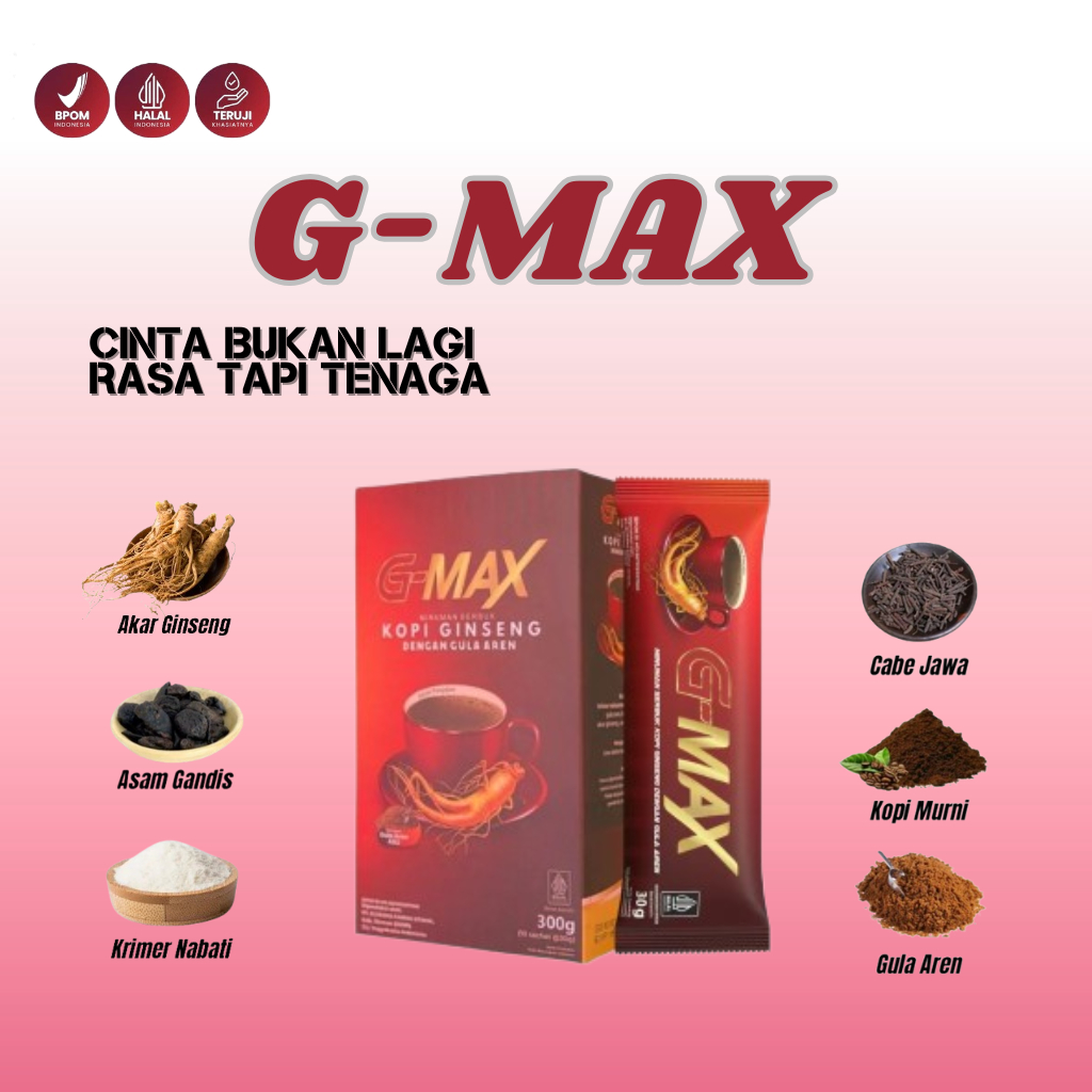 

G-MAX Minuman Serbuk Kopi Ginseng Penambah Stamina Pria Dewasa ORIGINAL / Produk Original