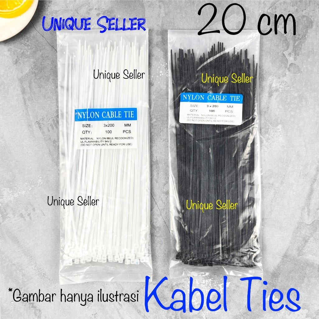 

[Isi100] Kabel Ties Kabel Tis Hitam Putih 20 cm 20cm / Kabel Tis Ties 2.5 x 200 mm / Kabel Tis Ties 2,5 x 200 mm / Cable Ties Kabel Tis Ties 10cm 15cm 20cm 10 cm 15 cm 20 cm Hitam Putih / Tali Kawat Pengikat Souvenir Jajan Barang