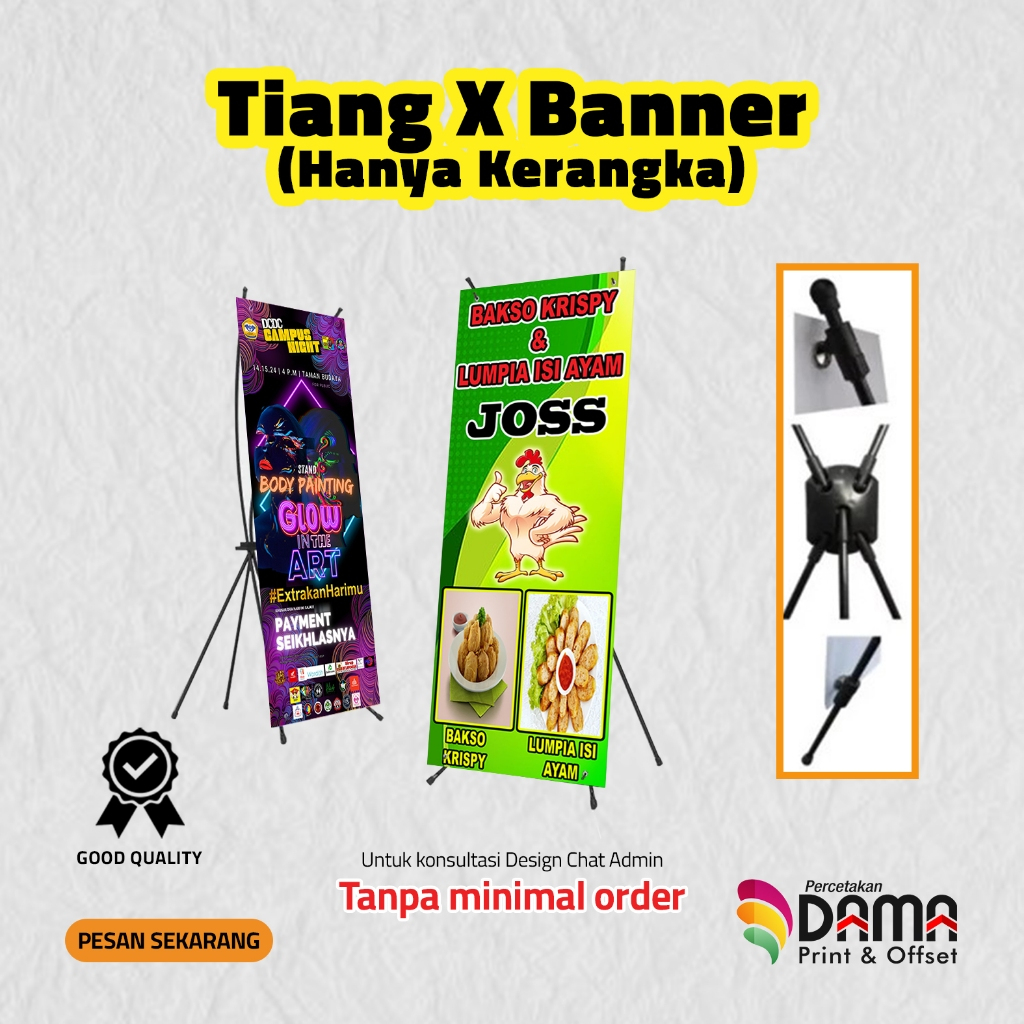 Pesan Sekarang Tiang X Banner / X BANNER FIBER BLACK / TIANG BANNER MURAH