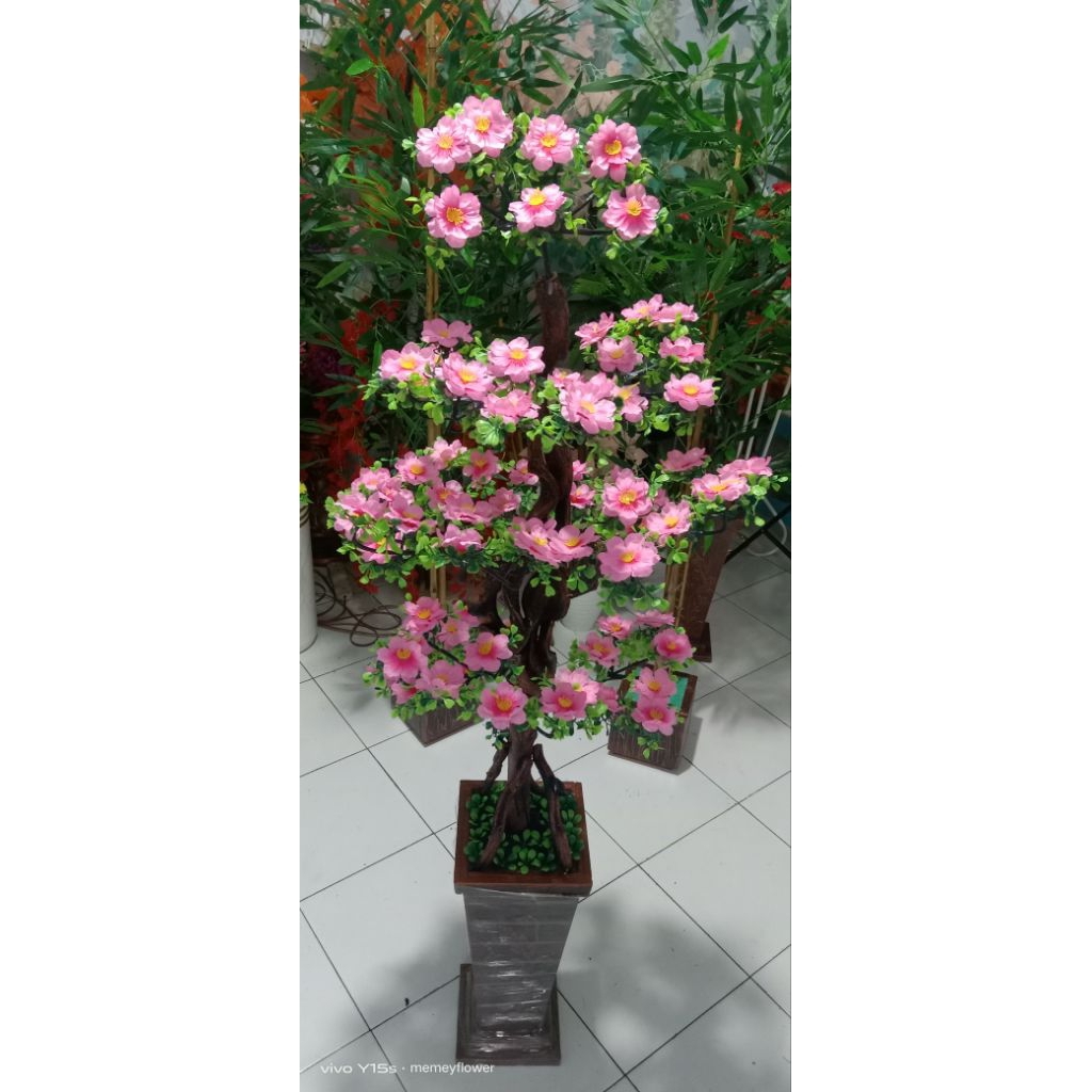 hiasan bunga sudut besar T140cm set pot