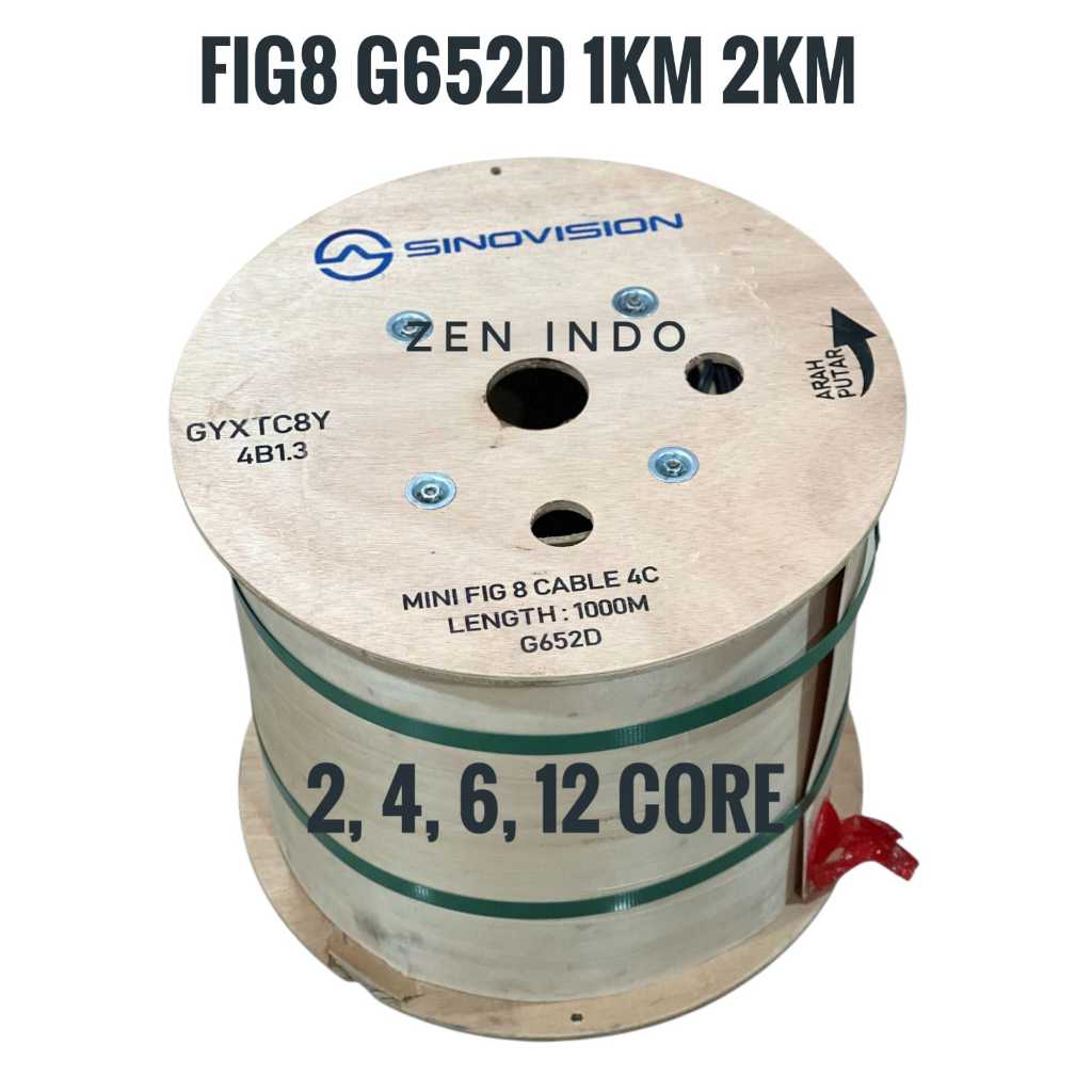 SINOVISION Kabel Fiber Optik FO FIG8 FIG 8 G652D CORE 2 CORE, 4 CORE, 6 CORE, 12 CORE PANJANG 1KM 2K