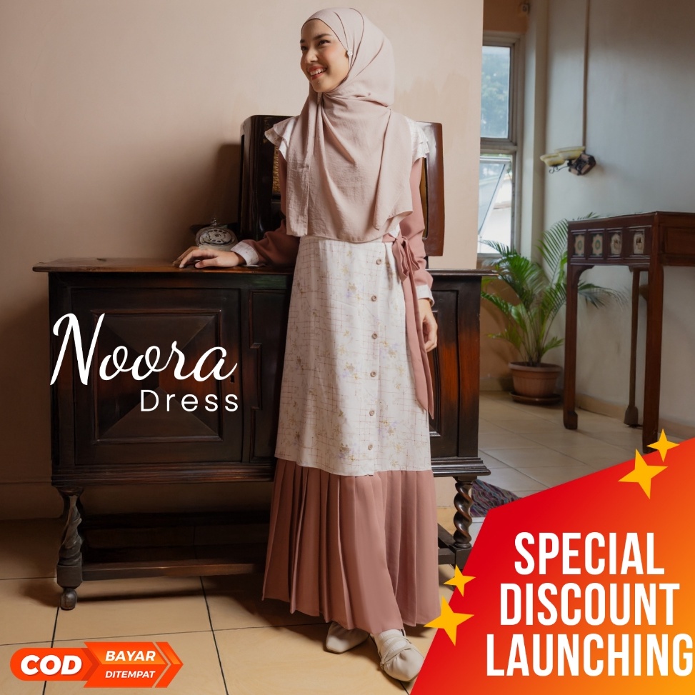 KODE Y87Y JILBRAVE Noora Dress Gamis Best Seller Lebaran Simple Elegant Look Feminine Casual Raya Co