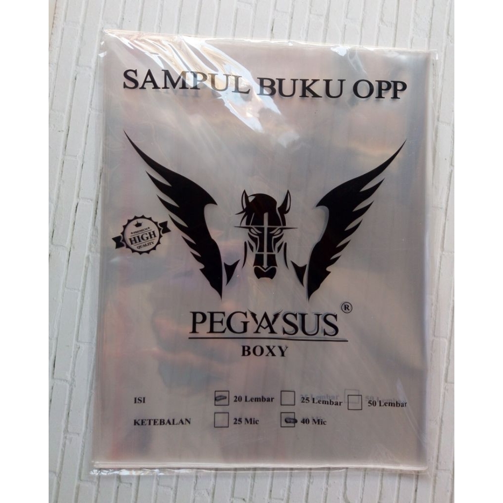 

20 LEMBAR SAMPUL BUKU BOXY PEGASUS 40 MIC/ SAMPUL BUKU PLASTIK MURAH