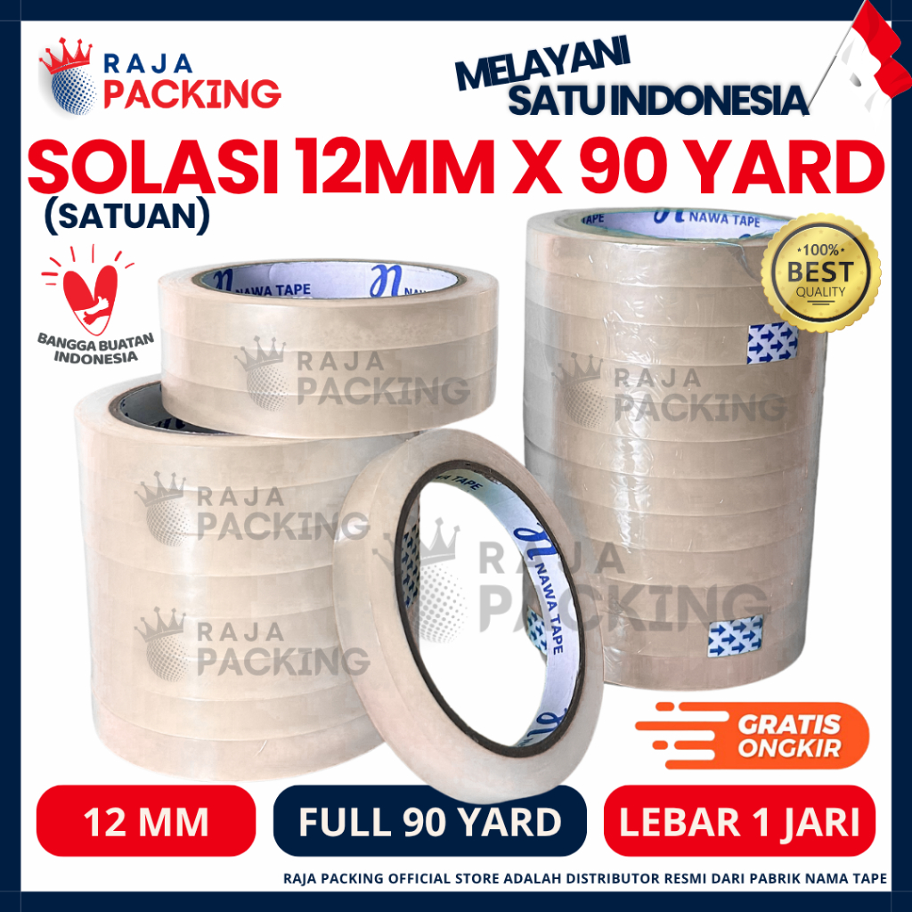 

Isolasi Bening 12MM (1 jari) 90 Yard Selotip 0.5 Inch Kualitas Daimaru