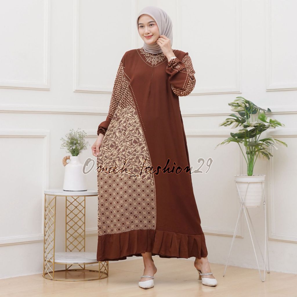 Gamis jumbo rayon wanita gamis rempel gamis rayon premium busui resleting depan