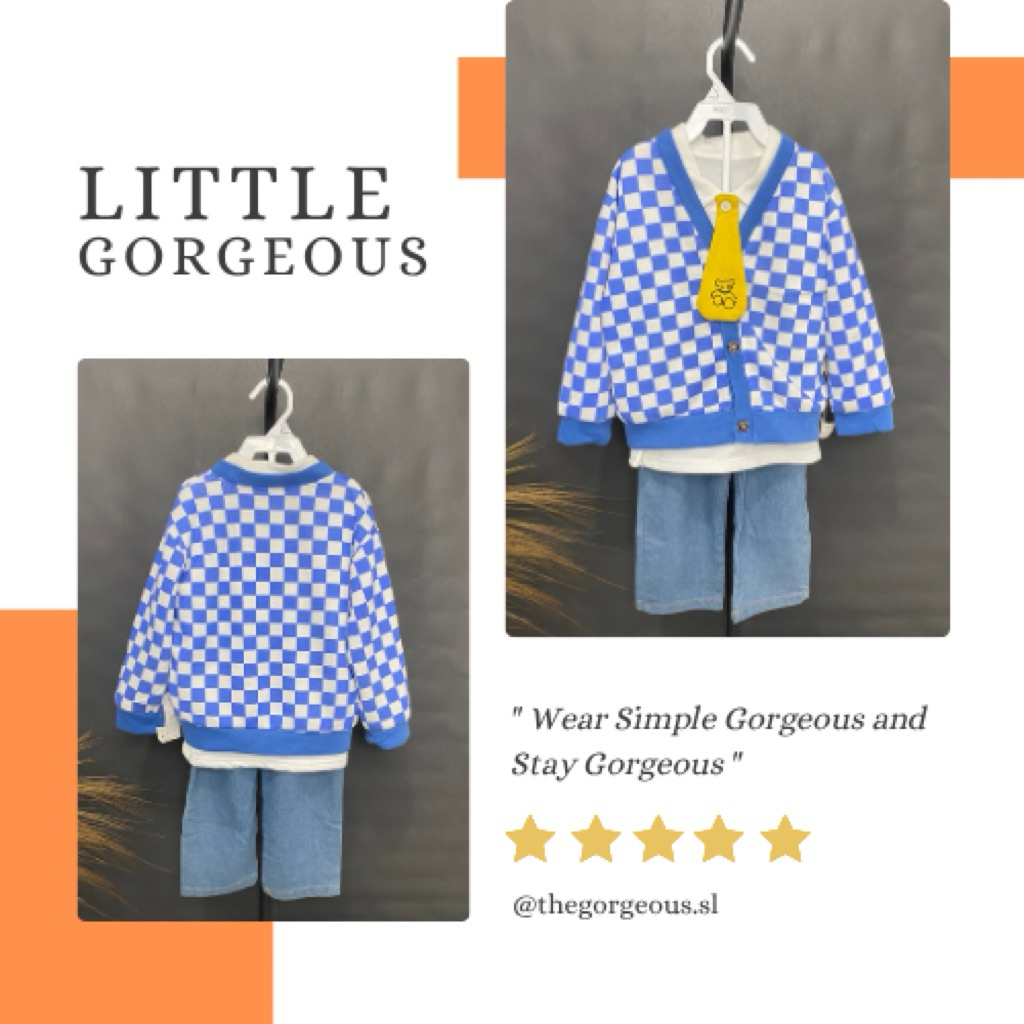 SETELAN BAJU ANAK COWO 3 in 1 ROMPI+KEMEJA POLO PANJANG+DASI+CELANA JEANS JOGER (HARGA LIVE)