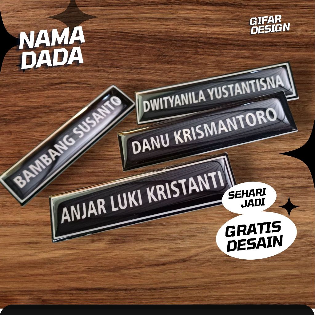 

Nama Dada Akrilik Resin dan Peniti