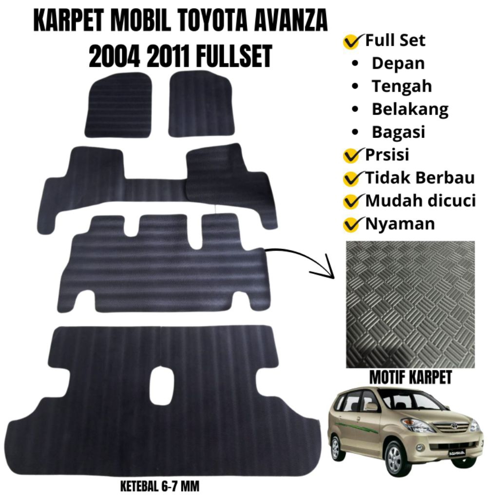 Karpet Mobil Toyota Avanza 2004 2011 fullset alas kaki matras karet mobil Avanza 2004 2005 -2008 201