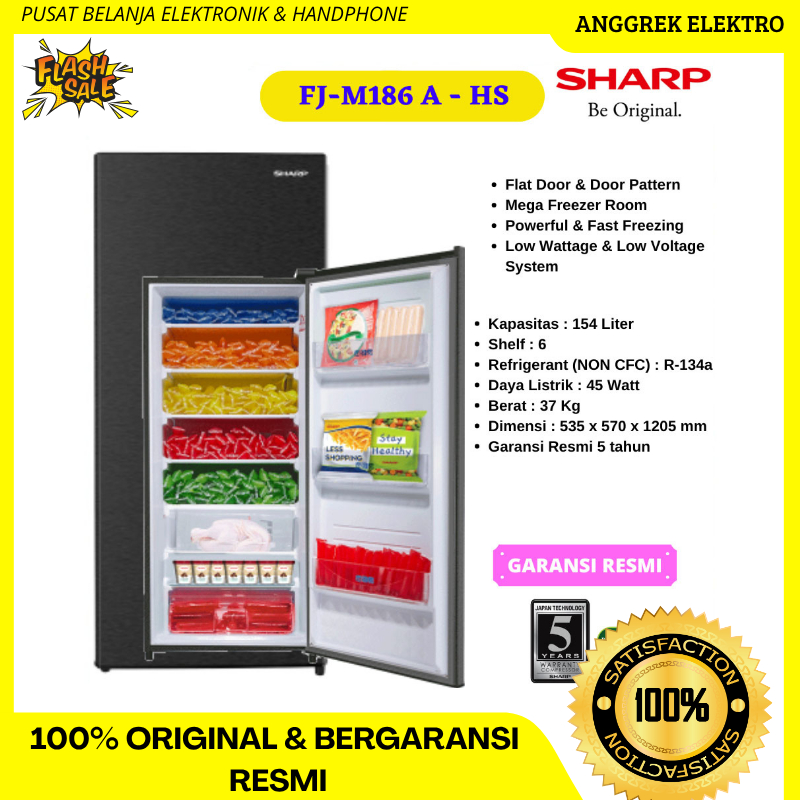Freezer SHARP FJM 186 (158 Liter) 6 Rak Low Watt Stand Freezer - GARANSI RESMI
