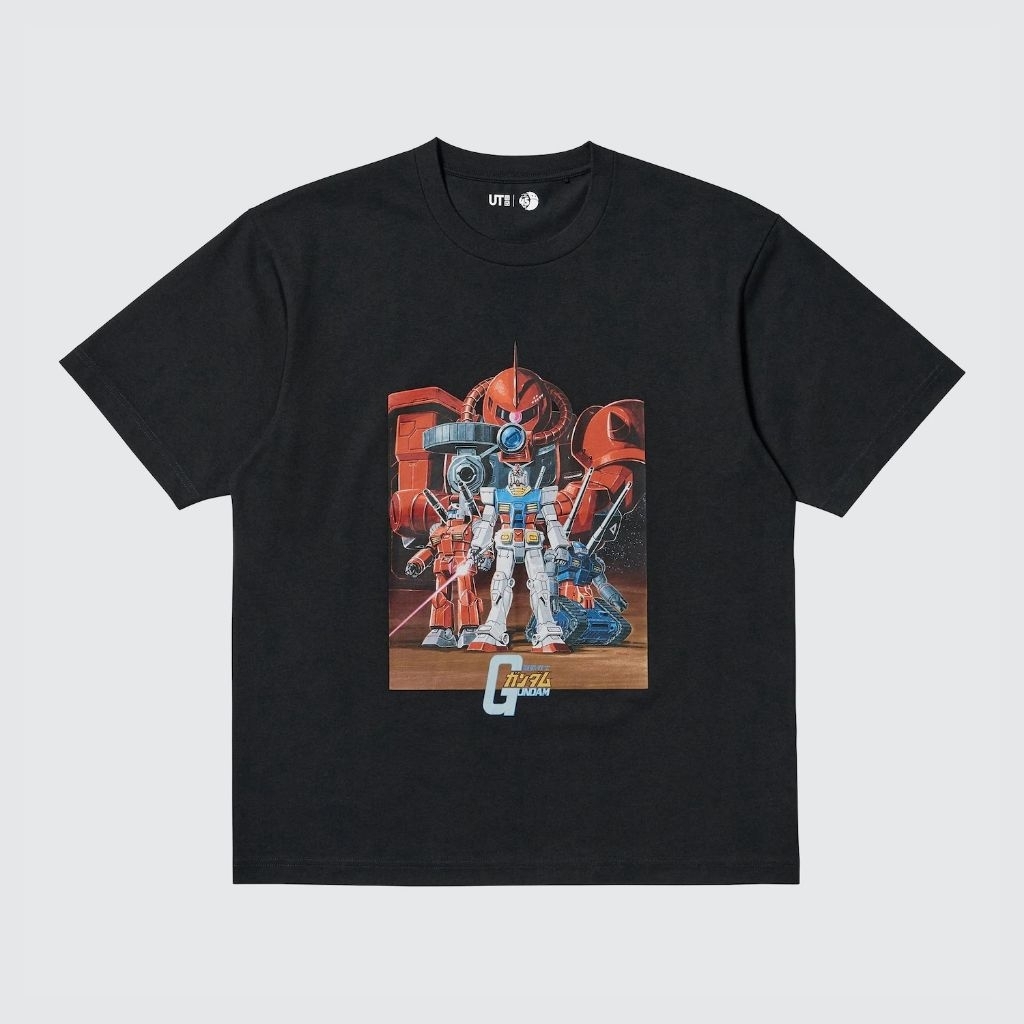 Tshirt Uniqlo x Gundam 02 | Mobile Suit Gundam 45th Anniversary UT Gundam Kaos Lengan Pendek - Hitam