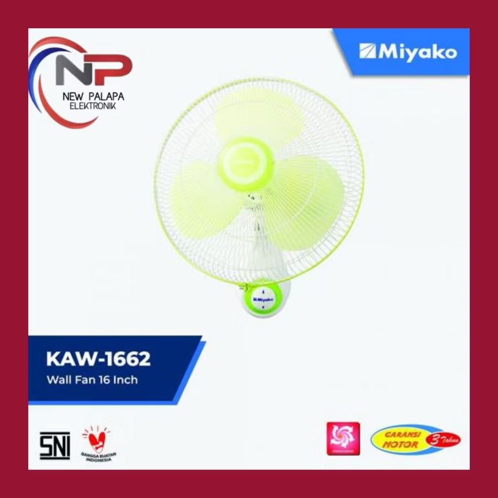 MIYAKO WALL FAN KAW-1662/ KIPAS ANGIN DINDING MIYAKO 16 INCH/ KIPAS ANGIN TEMBOK MIYAKO 16"