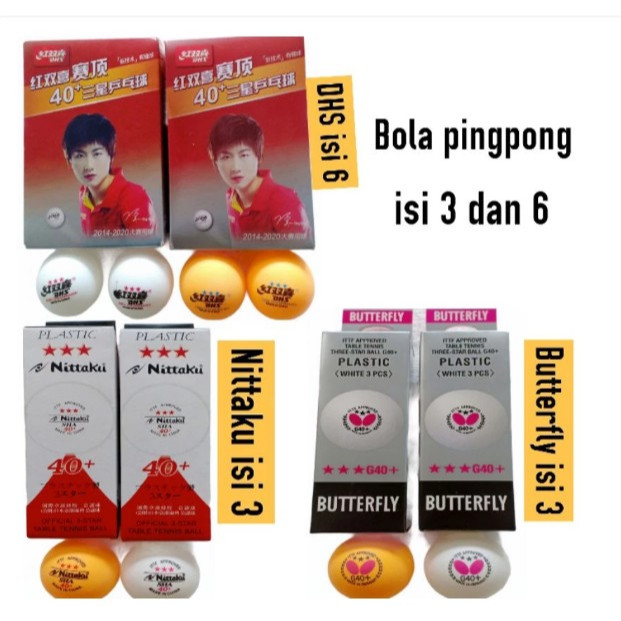 BOLA TENIS MEJA PINGPONG PING PONG ISI 3PCS 1 KOTAK - 3STAR NITAKU  / DHS / BUTTEFLY MURAH GROSIR