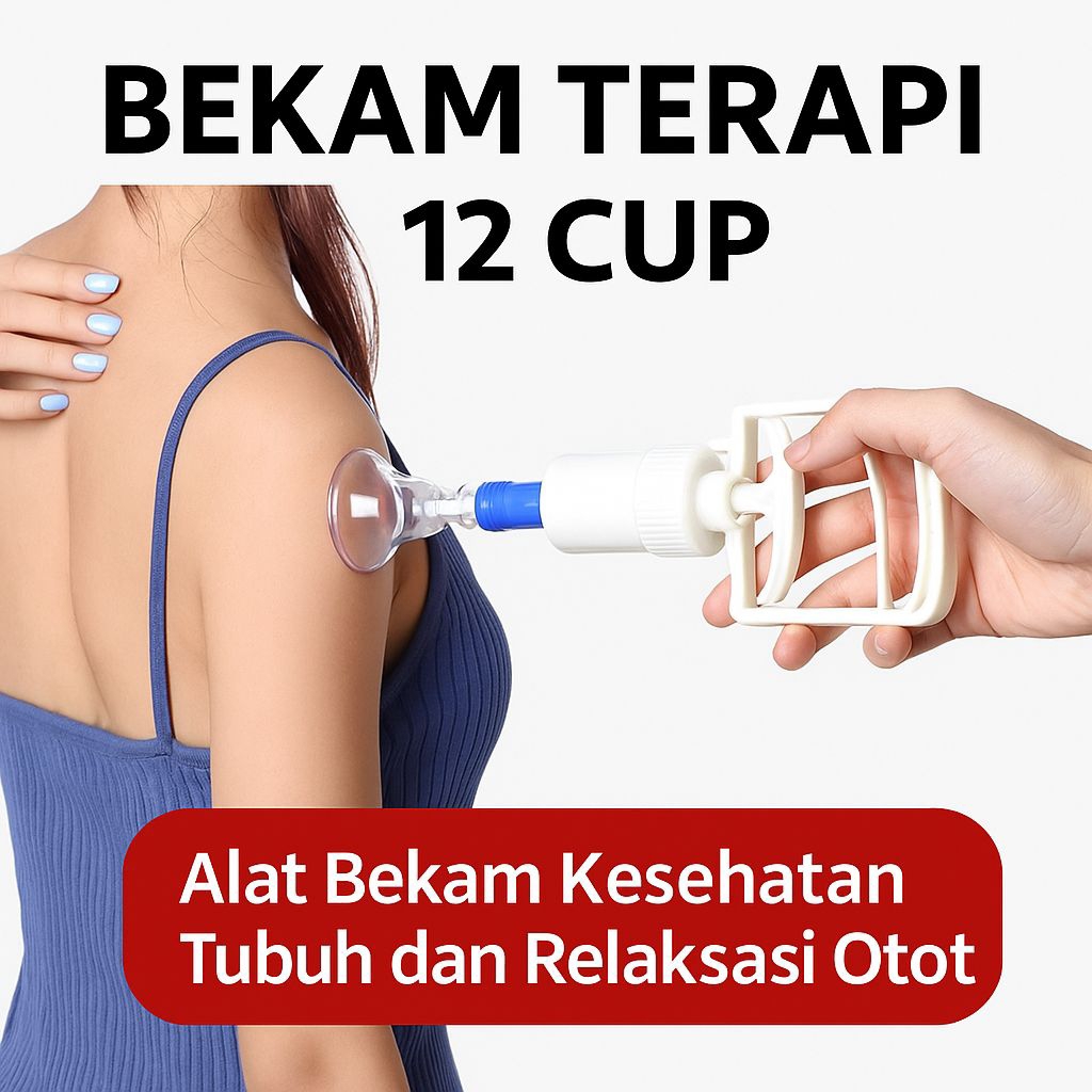 Alat Bekam Kop 12 Cup - Terapi Kesehatan Tanpa Jarum | Bekam Kaca Vacuum Anti Nyeri
