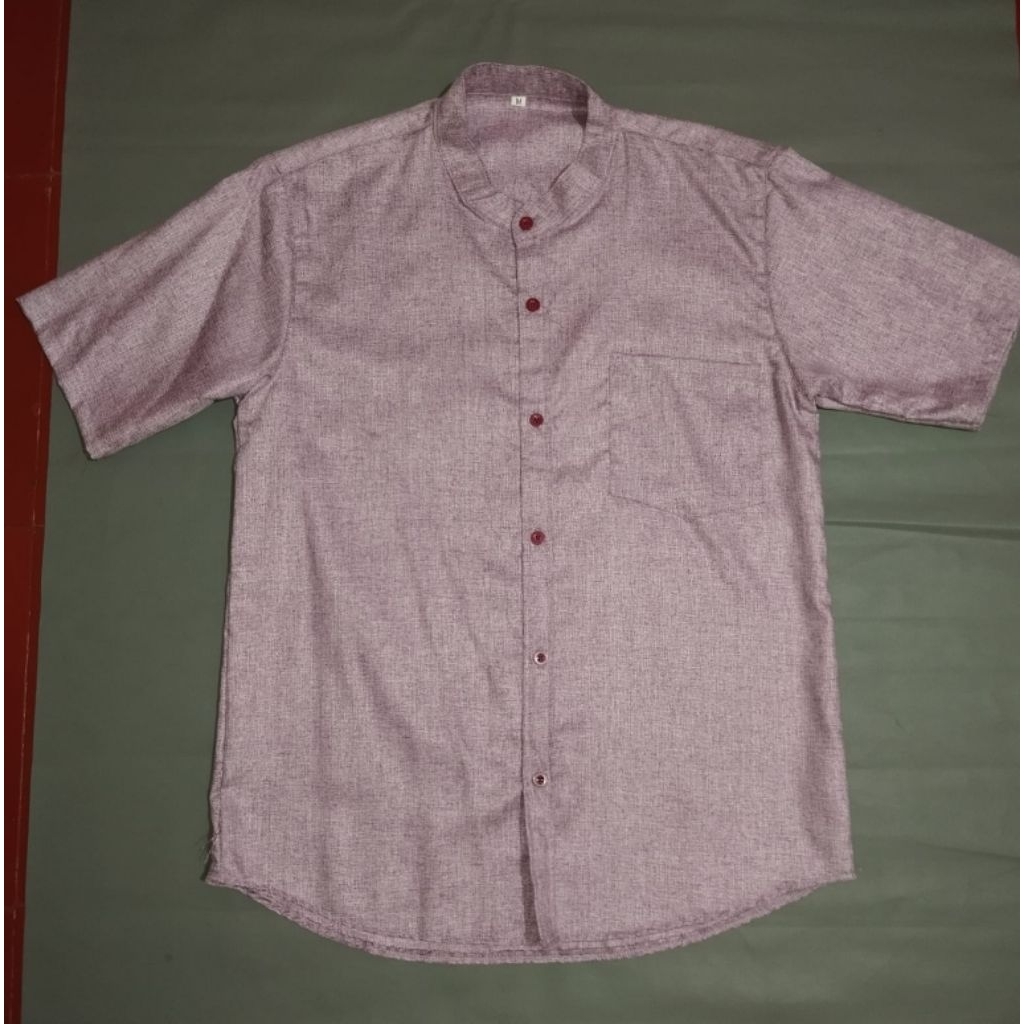 Kemeja Koko Lengan Pendek warna Lilac