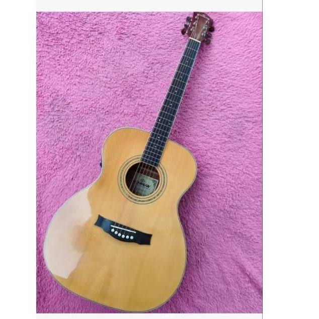 gitar akustik elektrik merk nohman km 200-om original "TOP SOLID" mulus nominus(SECOND)PREAM NYALA N