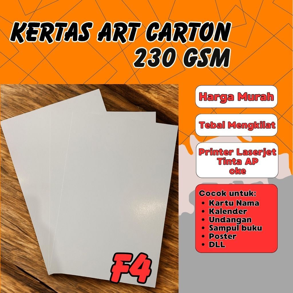 

Kertas Art Carton F4 230 GSM / Kertas Art Karton F4 Glossy 230 Gsm