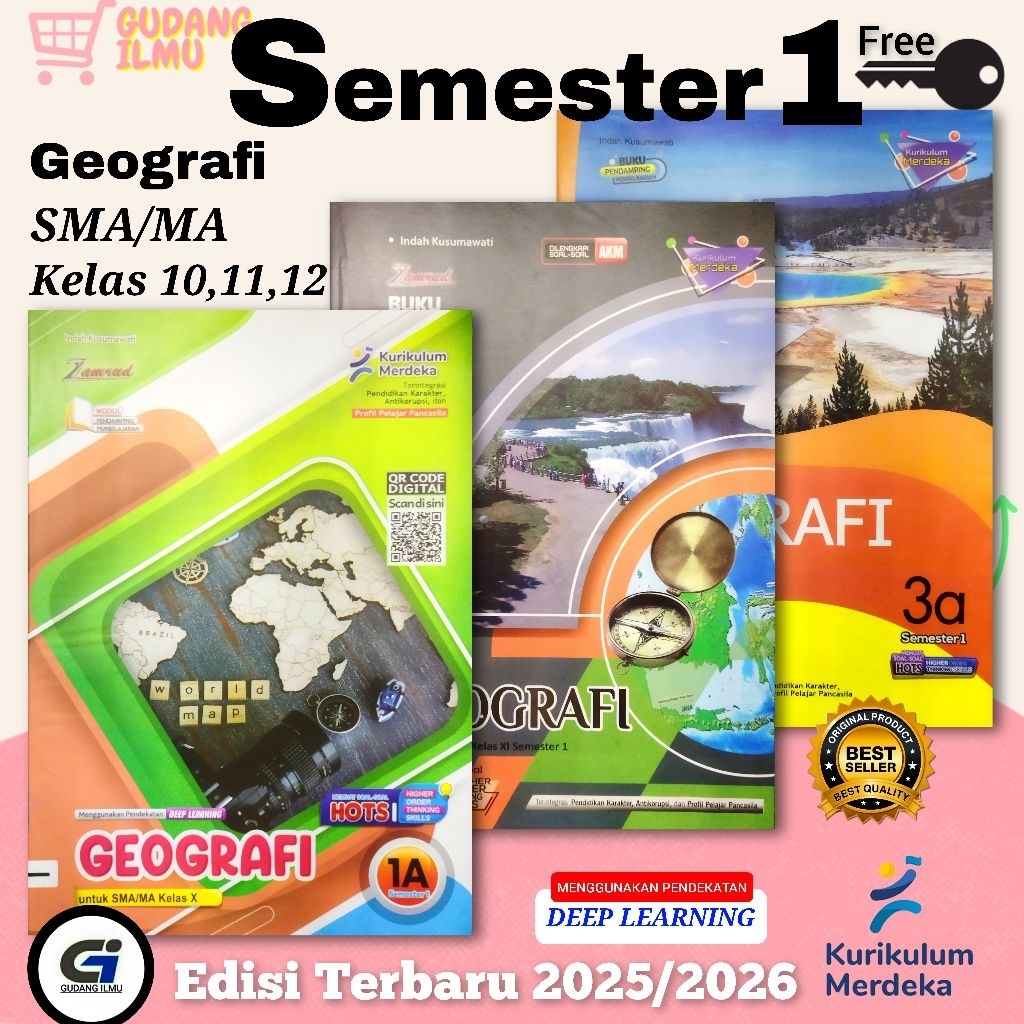 LKS GEOGRAFI SMA/MA KELAS 10 11 12 Semester 1 l kurikulum merdeka deep learning l putra nugraha
