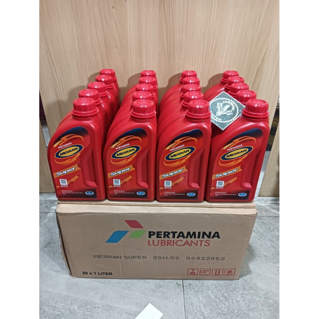 1 Dus Oli Mesran Super 20W-50 1L Isi 20 Botol