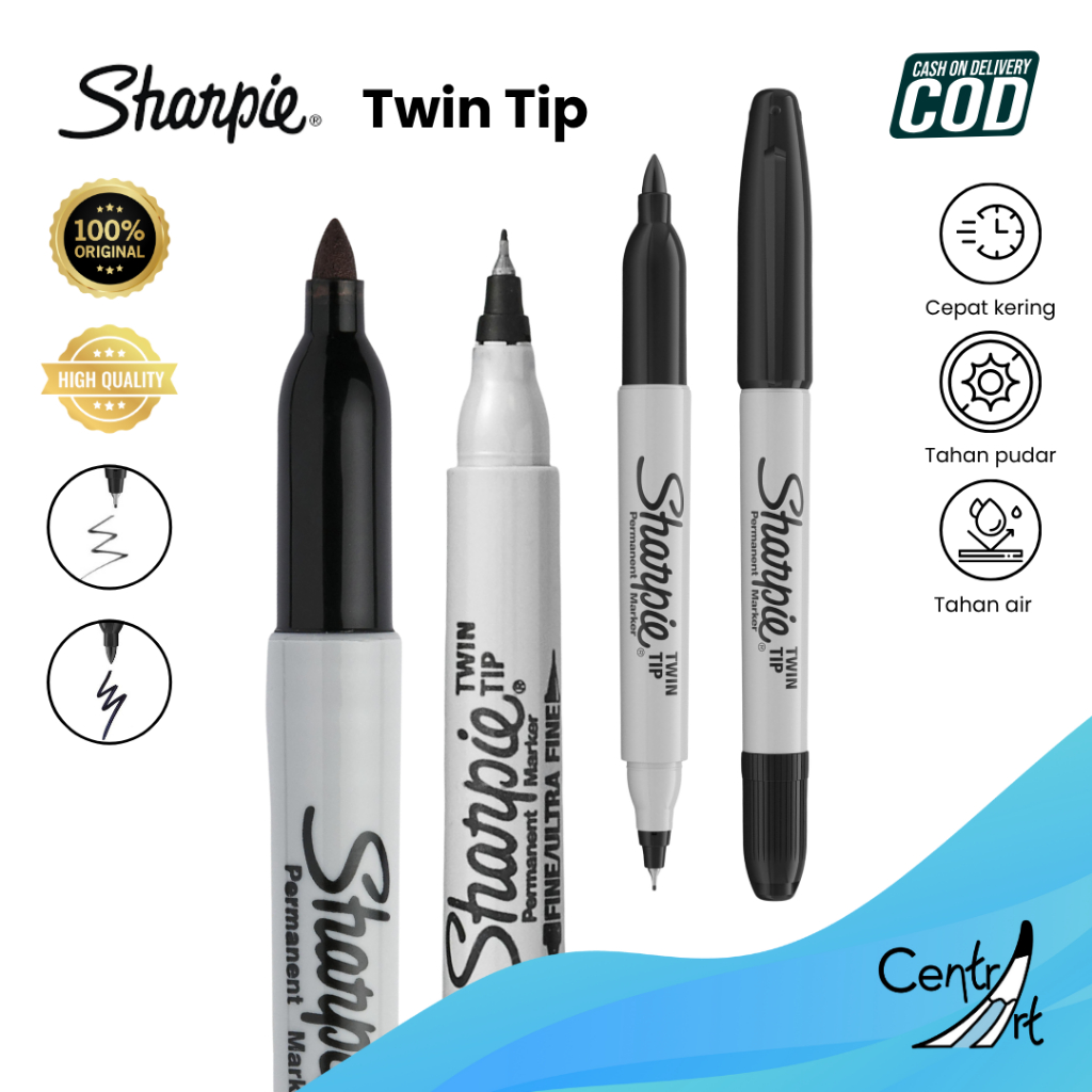 

Sharpie 2 in 1 UPC Twin Tip Permanent Marker Black 32201 Hitam marker hitam berkualitas dual tip