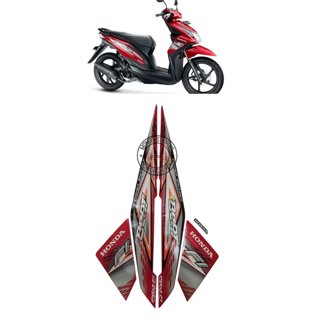 STIKER STRIPING BEAT FI 2014 MERAH