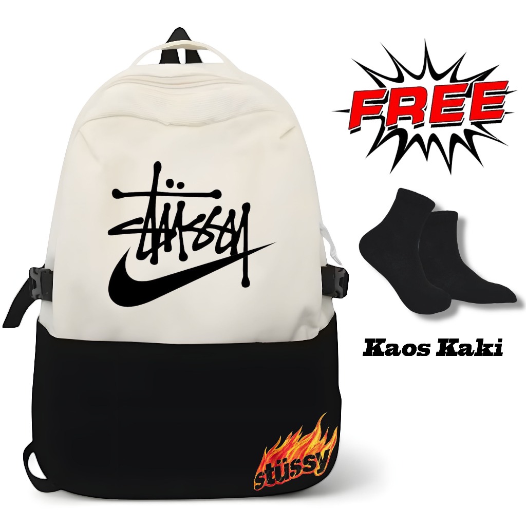 Tas Sekolah Anak Laki Laki Perempuan SD SMP SMA Ransel Stussy Kece Terbaru Motip Kekinian 2025 / Tas