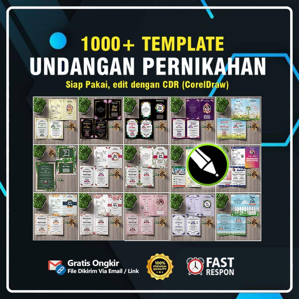 1000+ Template Undangan Pernikahan Wedding CDR CorelDraw Siap Edit