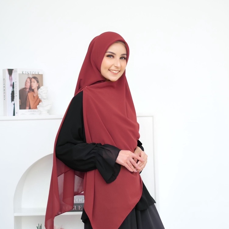 Segi Empat Zipper Ceruty Babydoll  Khimar Zipper Resleting  Segi Empat Instan  Segi Empat Ceruty