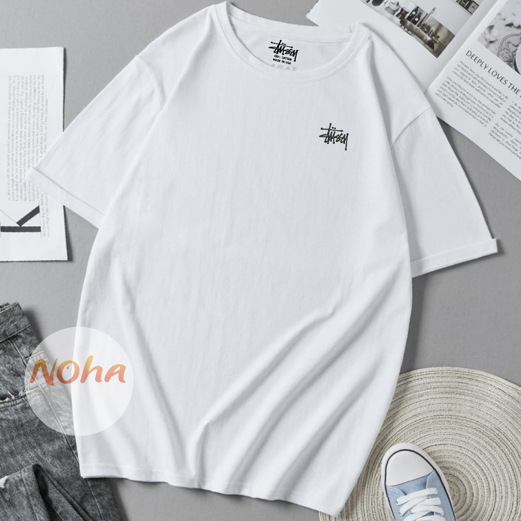 Kaos Stussy Bordir Pria Katun Combad20s Motif Depan Belakang Made In Usa Full Teks