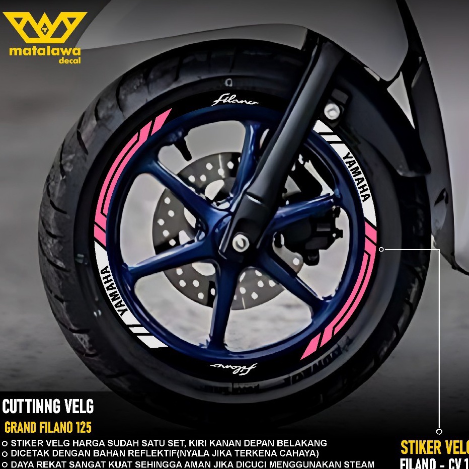 Bisa Cod COD CUTTING STICKER VELG YAMAHA NEW GRAND FILANO RING 12 LIS STIKER PELK MOTOR VARIASI R 12
