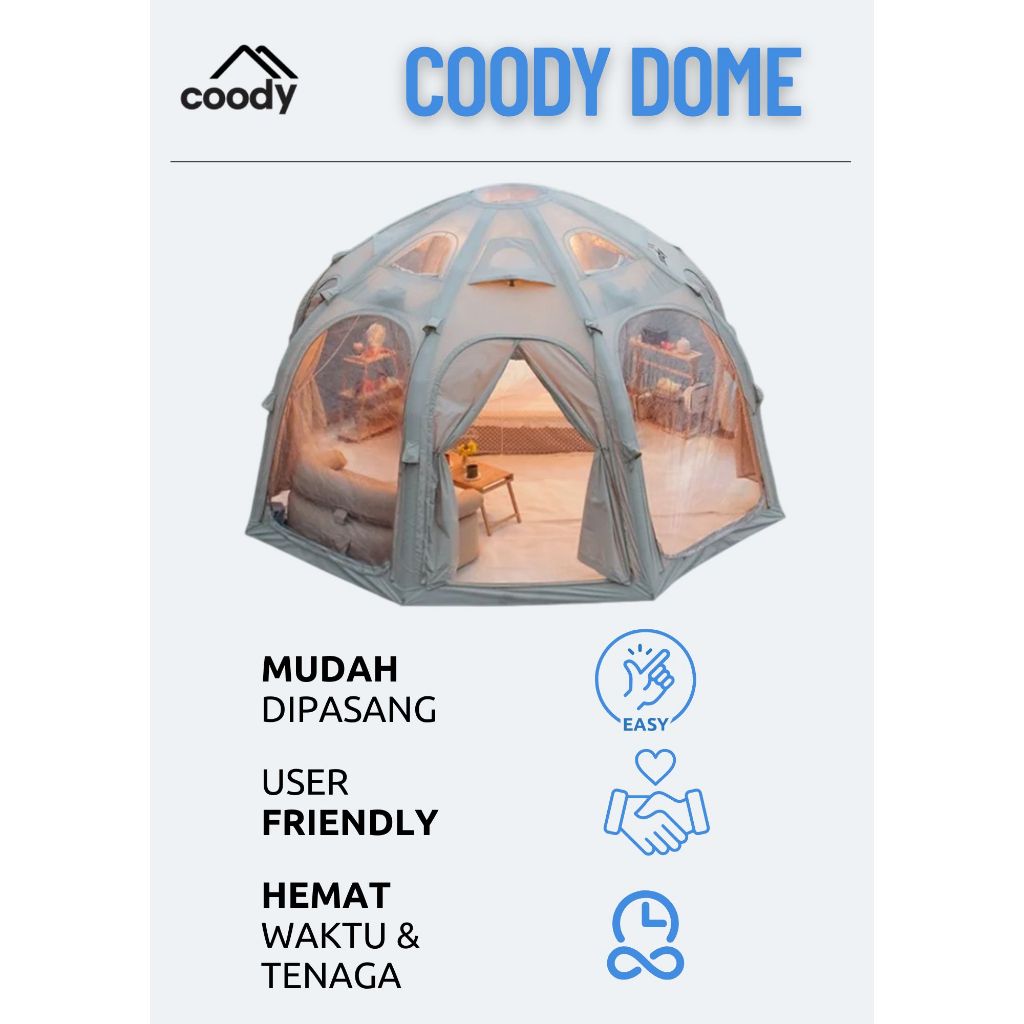 Coody Dome Inflatable Tent || Premium Luxury Glamping Estetik Tenda Angin