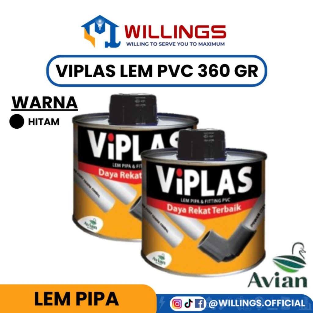 WILLINGS - VIPLAS LEM PIPA PVC 360 GR (360 GRAM)