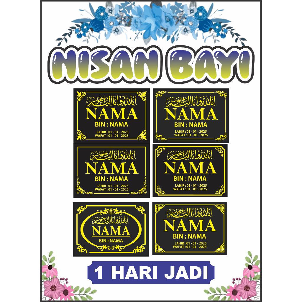 ( 1 HARI JADI ) Batu nisan granit asli, nisan bayi, nisan kuburan, nisan makam, maesan, ukuran 15x20