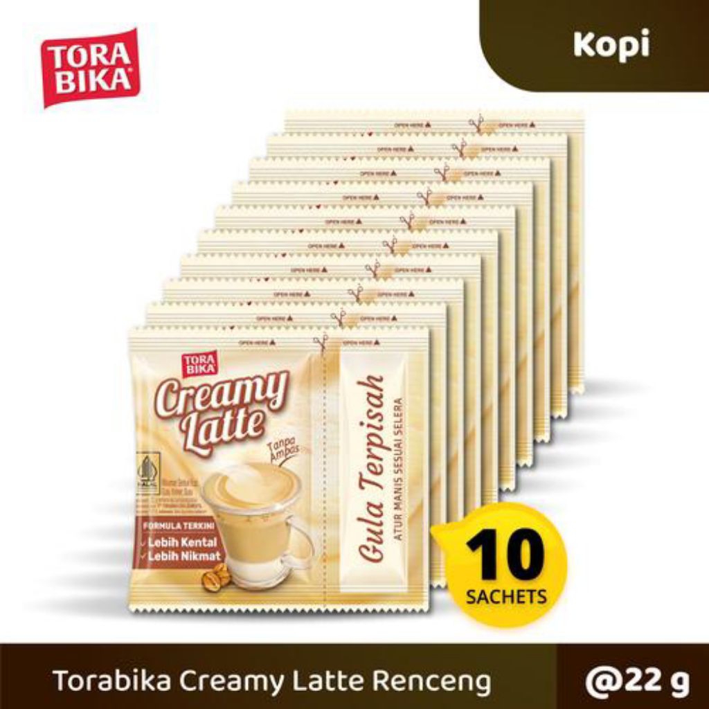 

ToraBika Creamy Latte 22gram renteng (10 sachet)