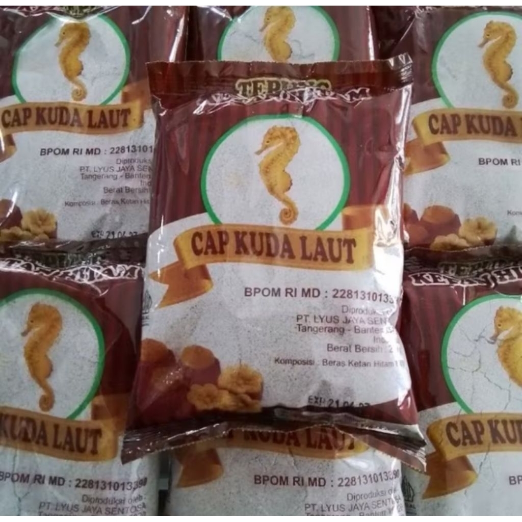 

Tepung Ketan Hitam cap Kuda Laut 250 gram. Bolu ketan hitam keju lumer. viral