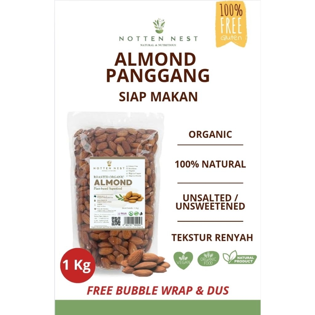 

KACANG ALMOND UTUH PANGGANG 1 KG/ROASTED WHOLE ALMOND 1 KG RASA ORIGINAL